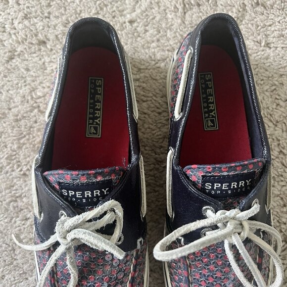 Sperry Top-Sider Size 7 Navy Red Sequin Dot Comfort Shoes - Picture 3 of 8